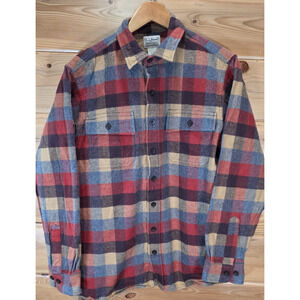 LL Bean Chamois Flannel Multicolor Plaid Workwear Shirt Men Medium-Tall 277982